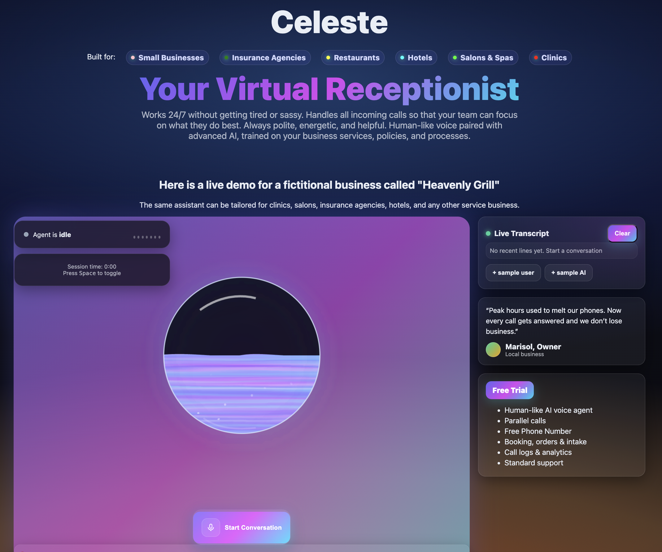 Celeste: Virtual Receptionist